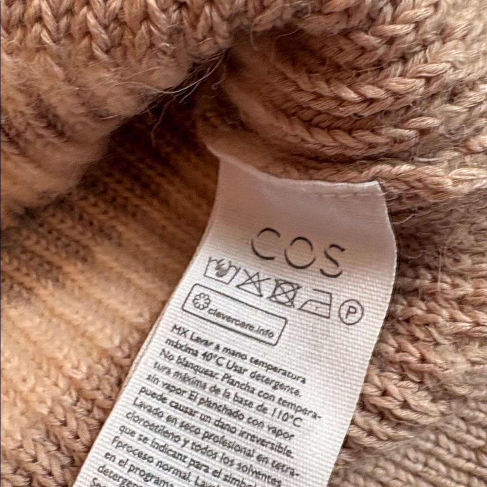COS Striped V-Neck Vest Knitted Sleeveless Size medium beige - Picture 5 of 6